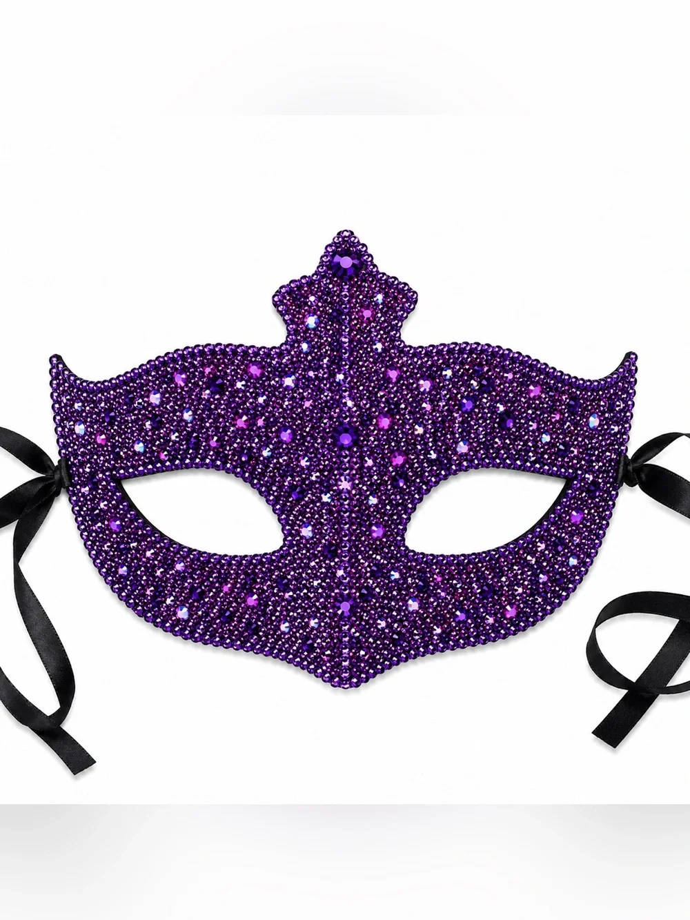 Purple Crystal Lilac AB Iridescent Masquerade Face Mask With Ribbon Ties New